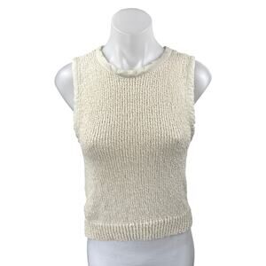 MNG Mango Women's Cream Sleeveless Knit Crew Neck Sweater Tank Top Size XS